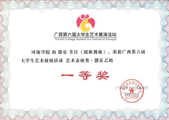 说明: 作品《瑶族舞曲》一等奖 